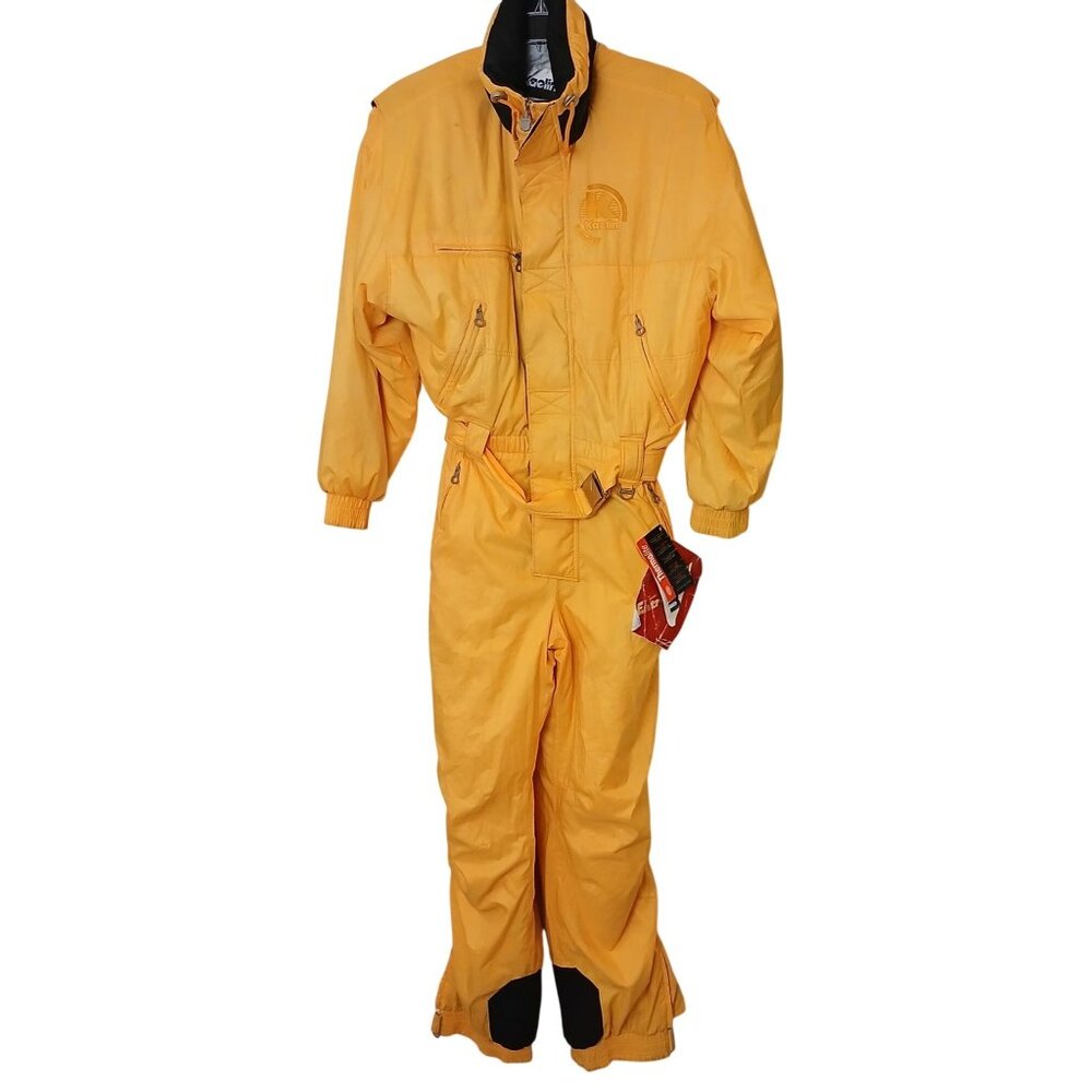Kaelin Yellow Entrant GII FullBody Ski Suit Mens Medium Insulated  VTG 80s NOS